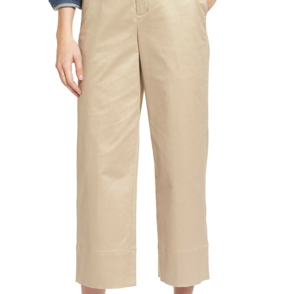 1901 High Waist Crop Wide Leg Pants 12 Tan Casual